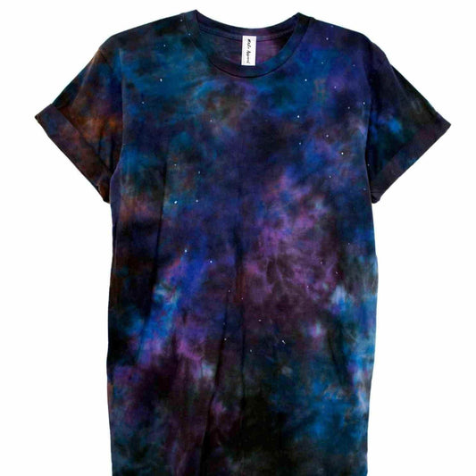 Galaxy dark blue nebula tie dye pink shirt cotton shirt for astronomy