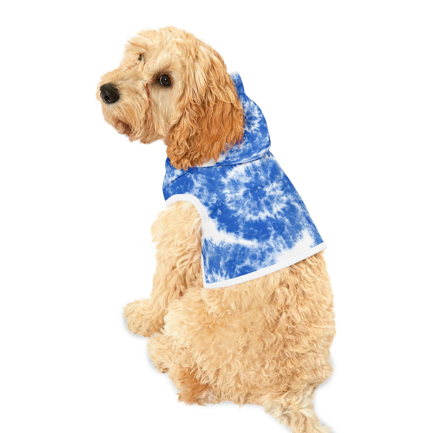 Blue Skies & Starlight: Hanukkah-Inspired Tie-Dye Pet Hoodie for Festive Celebrations"