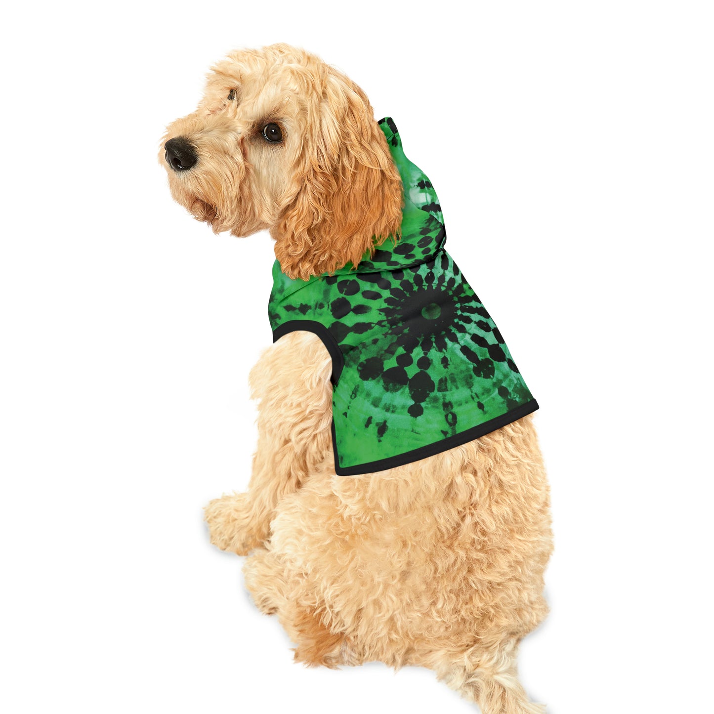 Alien-Inspired Radiant Green Spiral Explosion: The Ultimate Extraterrestrial Pet Fashion Statement Hoodie