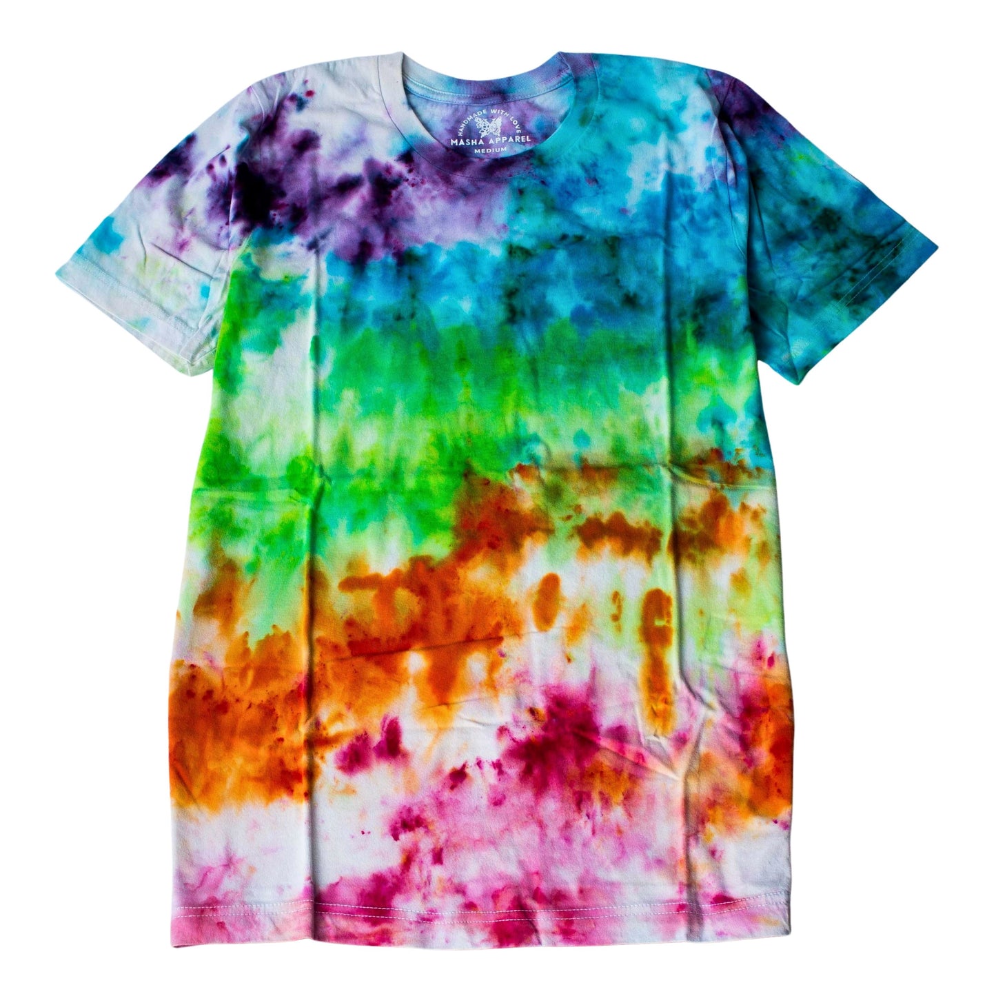 Emerald, Azure, Amber & Rainbow Burst - Vibrant Tie-Dye Cotton T-Shirt