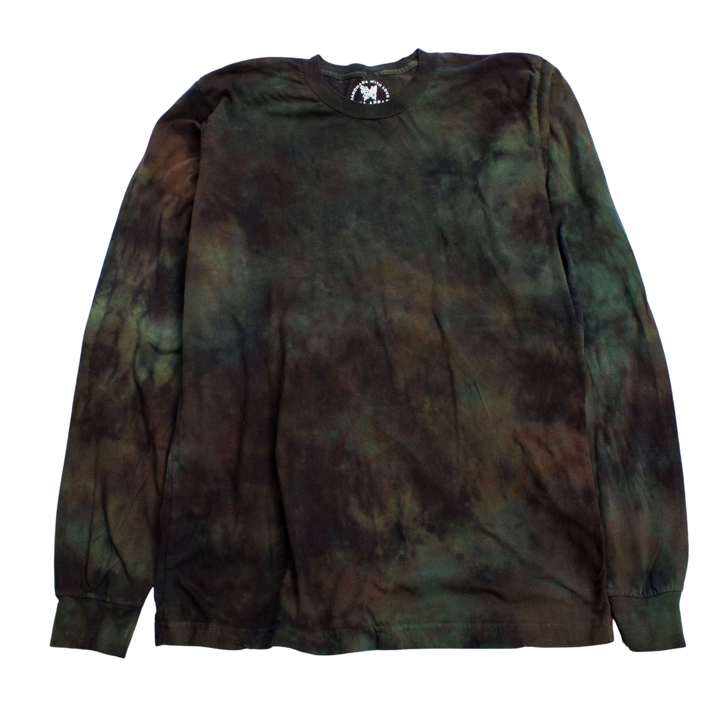 Forest Hues: Camouflage-Inspired Tie-Dye Long Sleeve Cotton Top