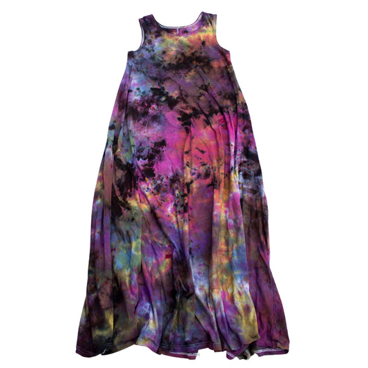 Kaleidoscope Dreams: Flowy A-Line Tie-Dye Dress in Soft Cotton - Ultimate Comfort Meets Radiant Elegance