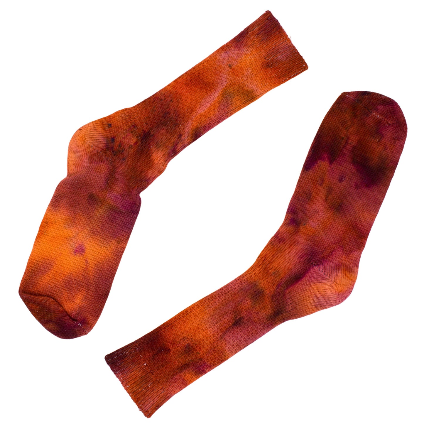 Sizzling Sunset Tie-Dye Socks Radiant Red-Orange Organic Cotton Blend