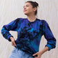 Cosmic Tie-Dye Elegance - Ethereal Galaxy-Inspired Hand-Dyed Starry Night Long Sleeve Cotton Tee