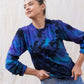 Cosmic Tie-Dye Elegance - Ethereal Galaxy-Inspired Hand-Dyed Starry Night Long Sleeve Cotton Tee