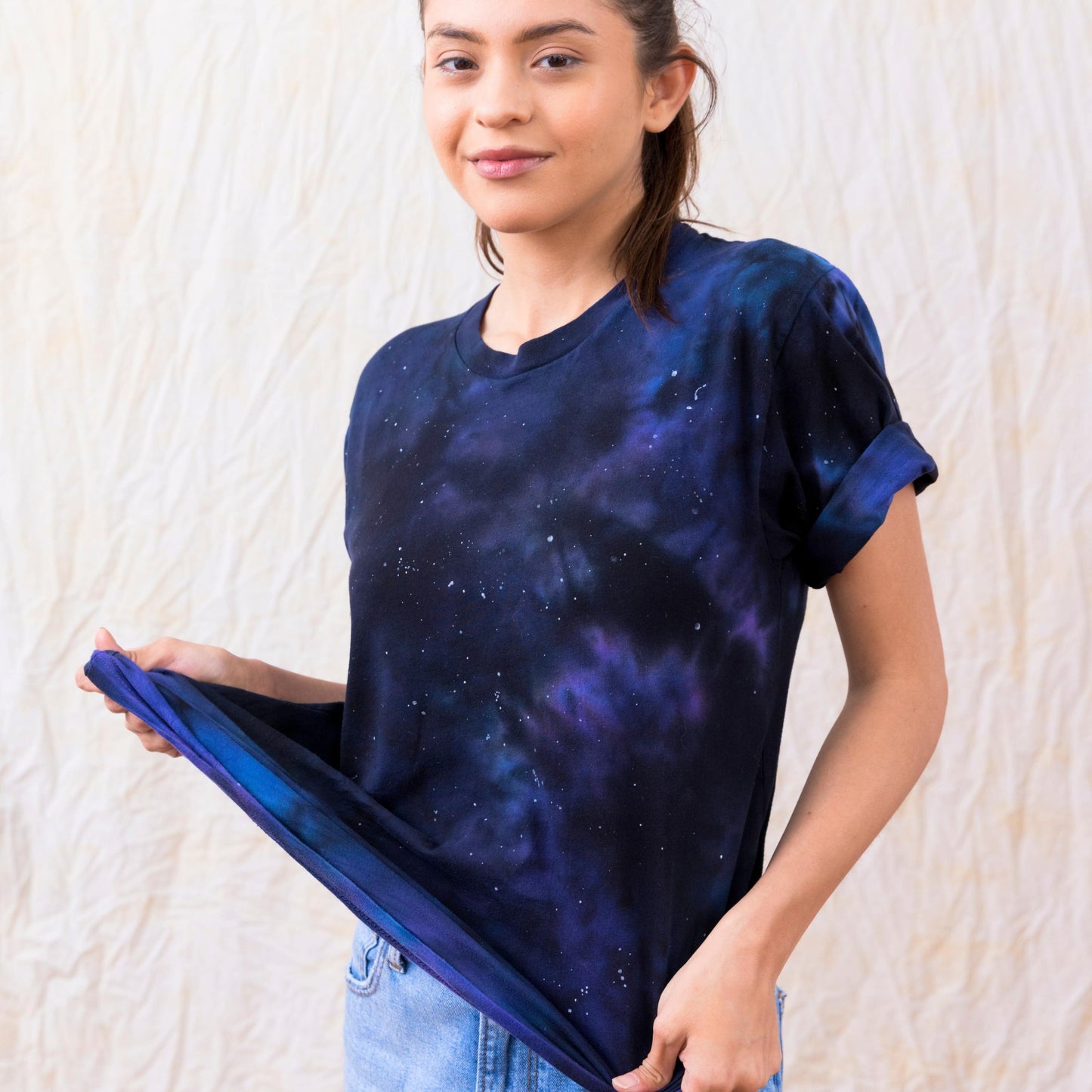 Nebula Blues and Cosmic Purples - Hand-Dyed Intergalactic Tie-Dye Short Sleeve Cotton T-Shirt