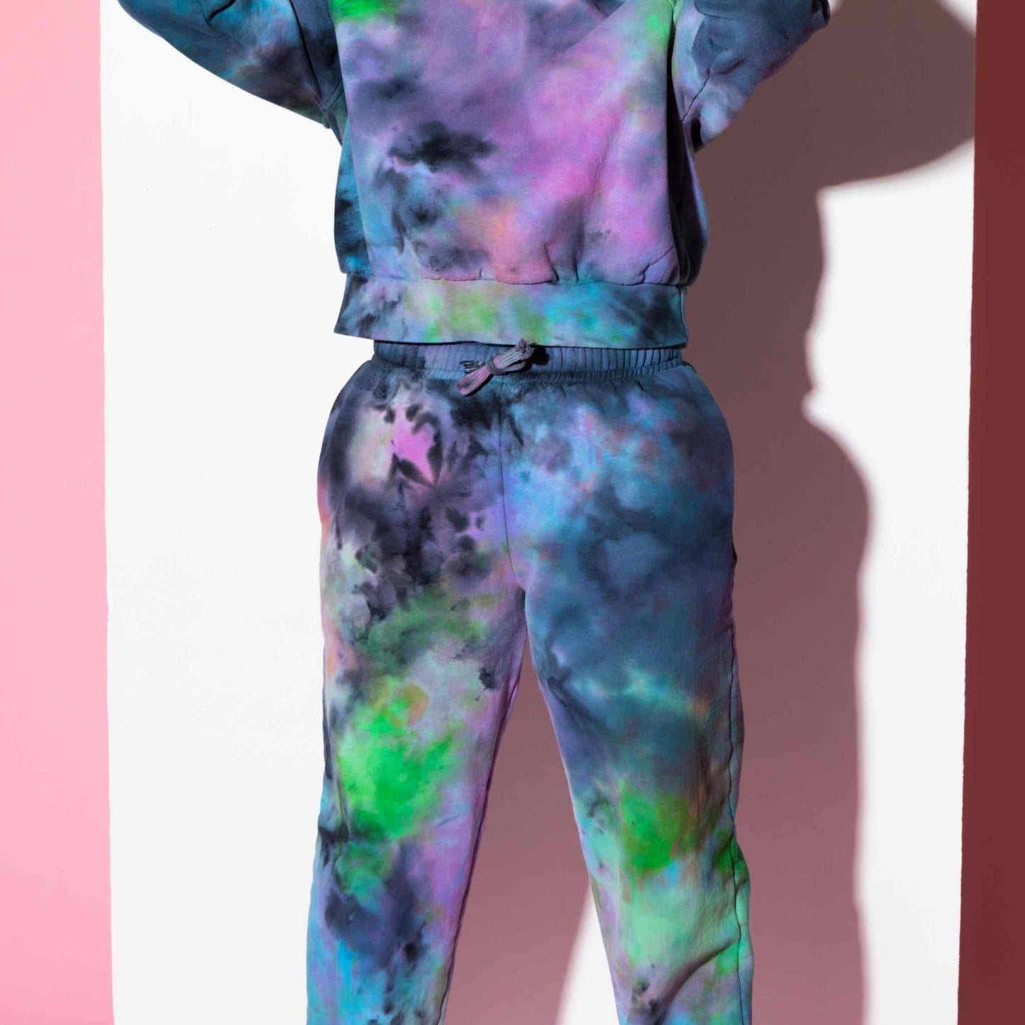 Neon green galaxy constellation tie dye unisex joggers fleece sweatpants