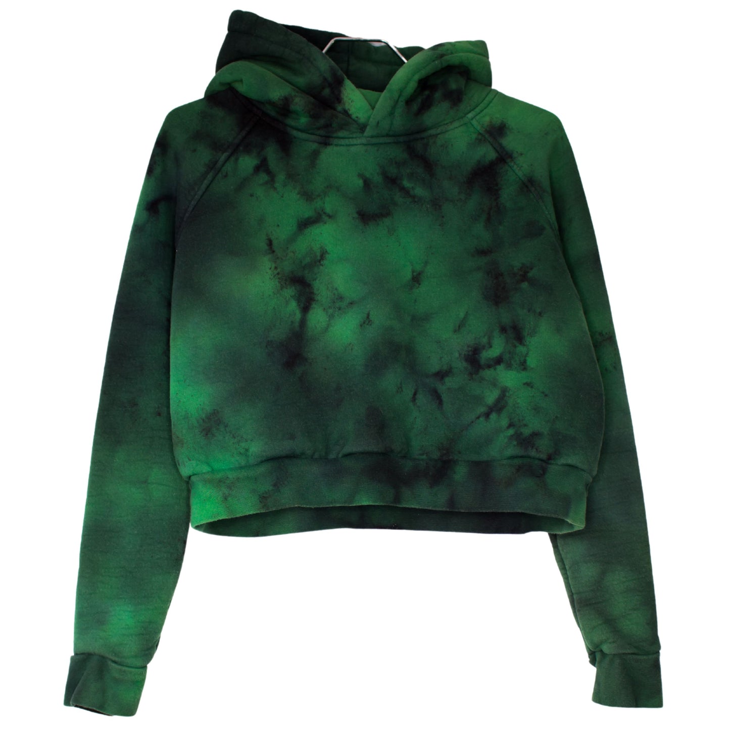 Size S & 2X - Alien black and green tie dye Crop hoodie unisex dark hoodie fleece sweater
