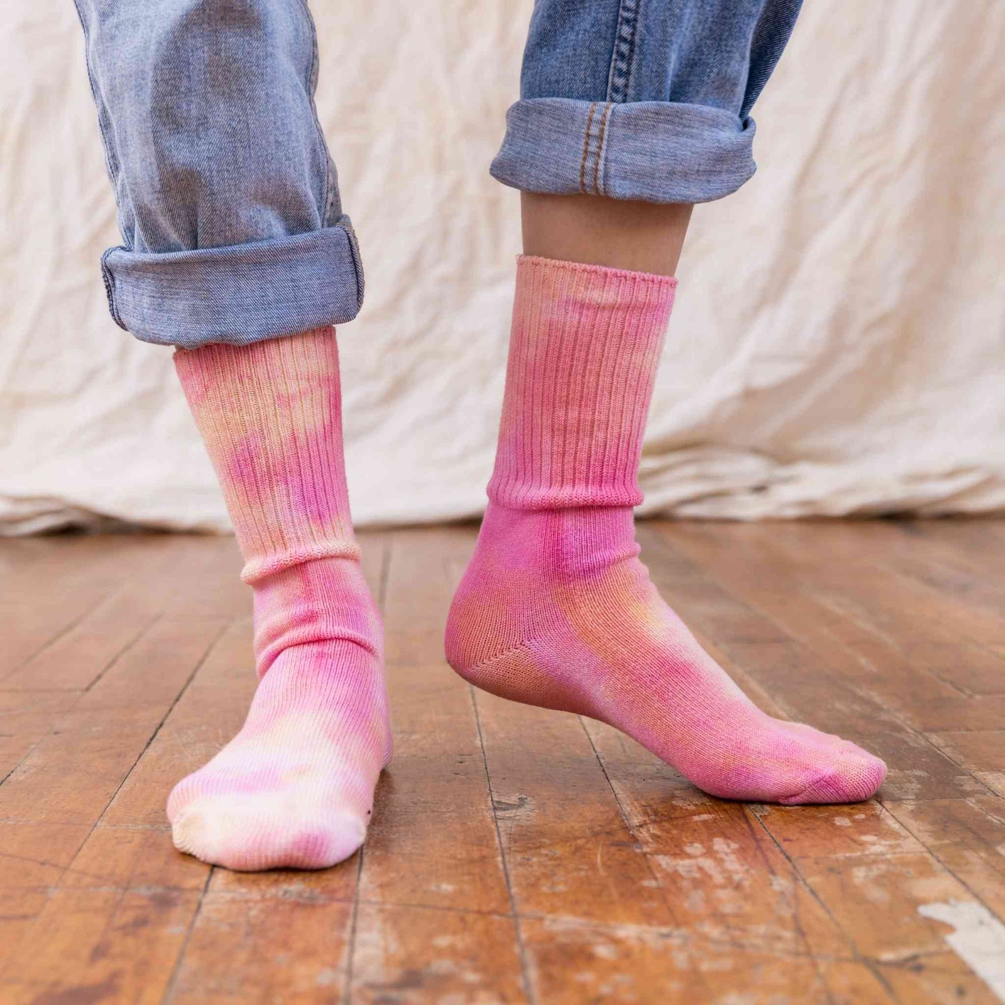 Pink and yellow candy inspired fun tennis socks organic cotton socks