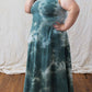 Sage Green Tie Dye Cotton Floor Length Maxi Dress A-Line Sleeveless Fit Plus Size