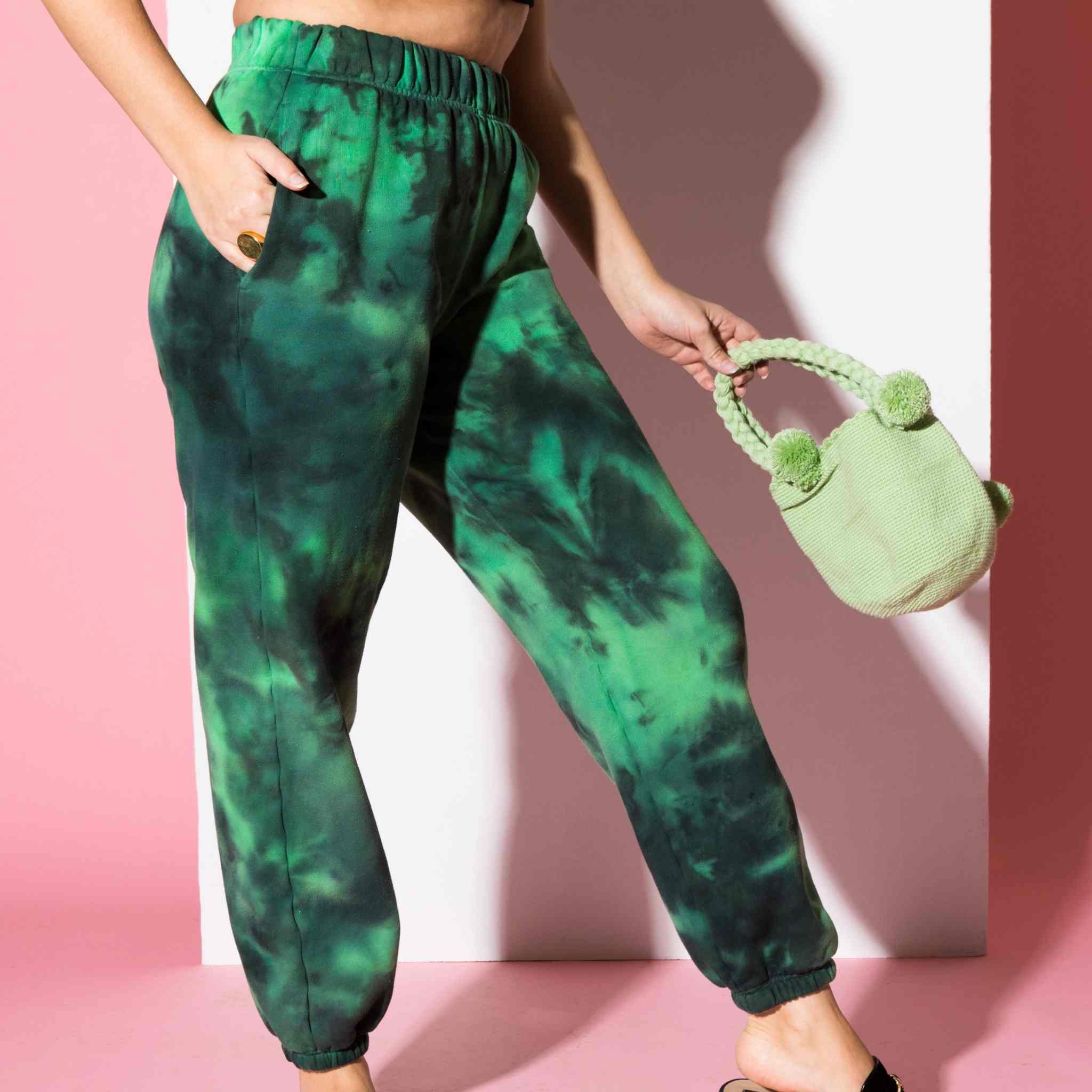 Green and black 2025 tie dye sweatpants