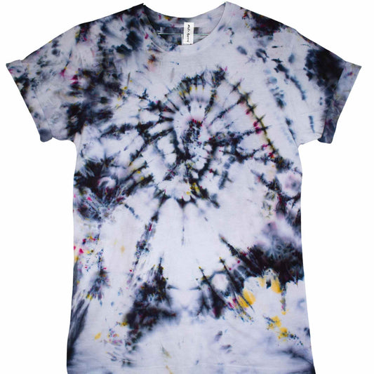Spiral confetti black vintage inspired one of a kind tie dye shirt