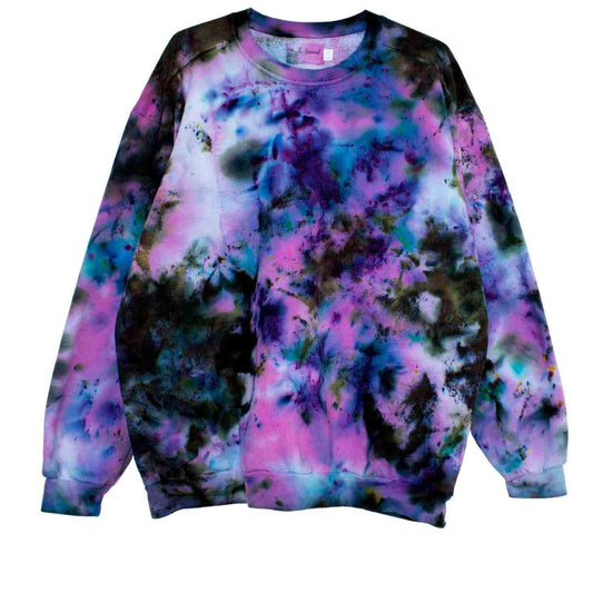 Funky psychedelic black and blue tie dye sweatshirt fleece sweater
