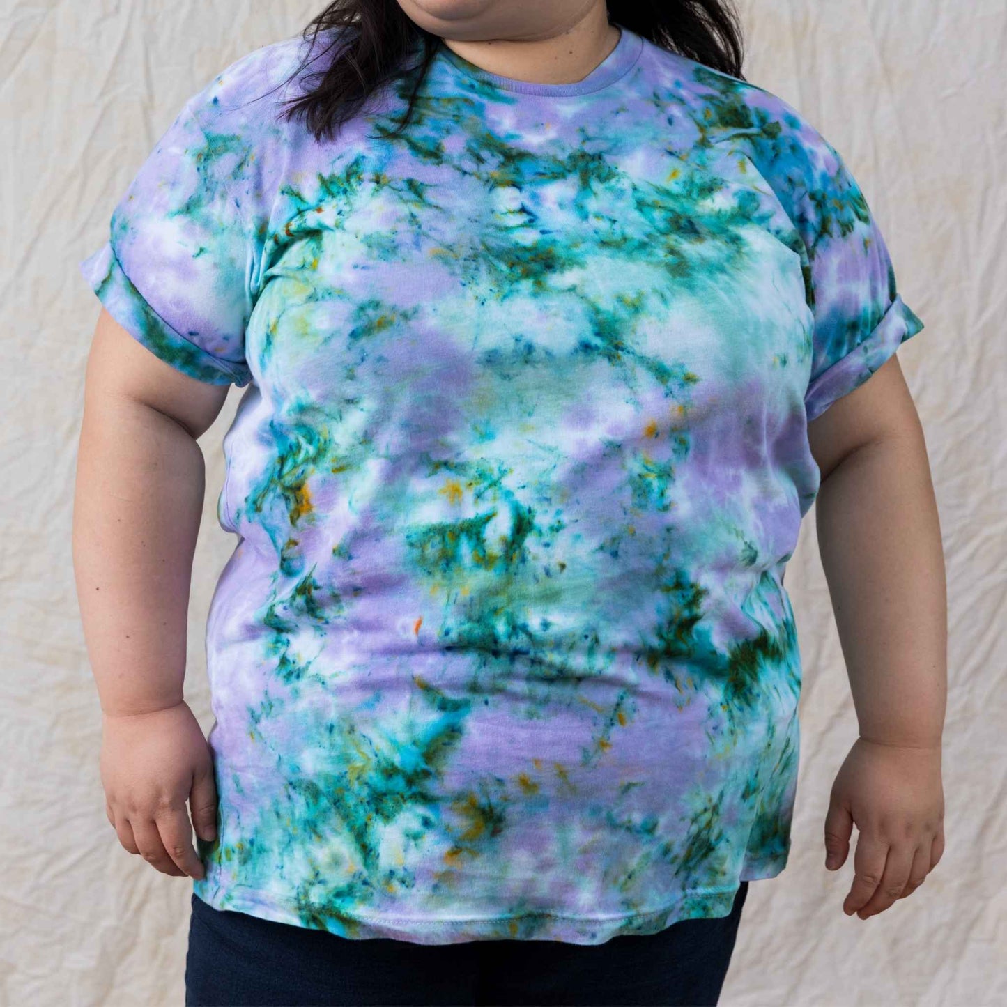 Seafoam aquamarine plus size tie dye shirt cotton unisex in watercolor pattern